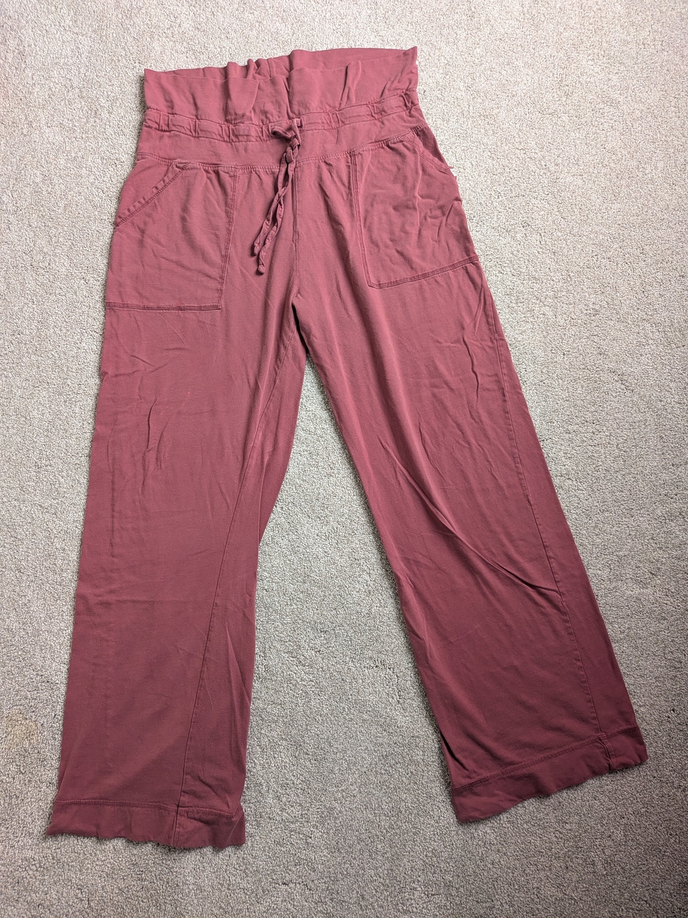 Pact Women's Wide-Leg Fold-over Pants - Rosewood